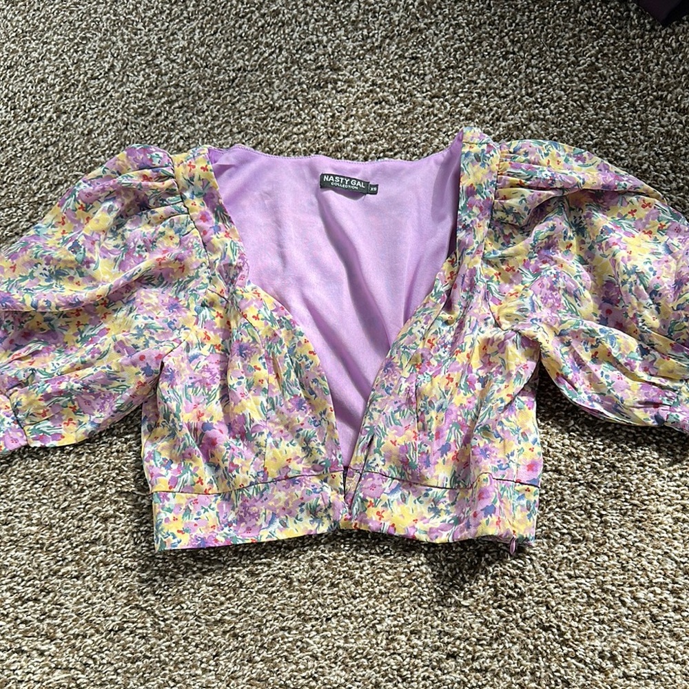 Never Worn - Floral Puff Sleeve Top - Multicolor
